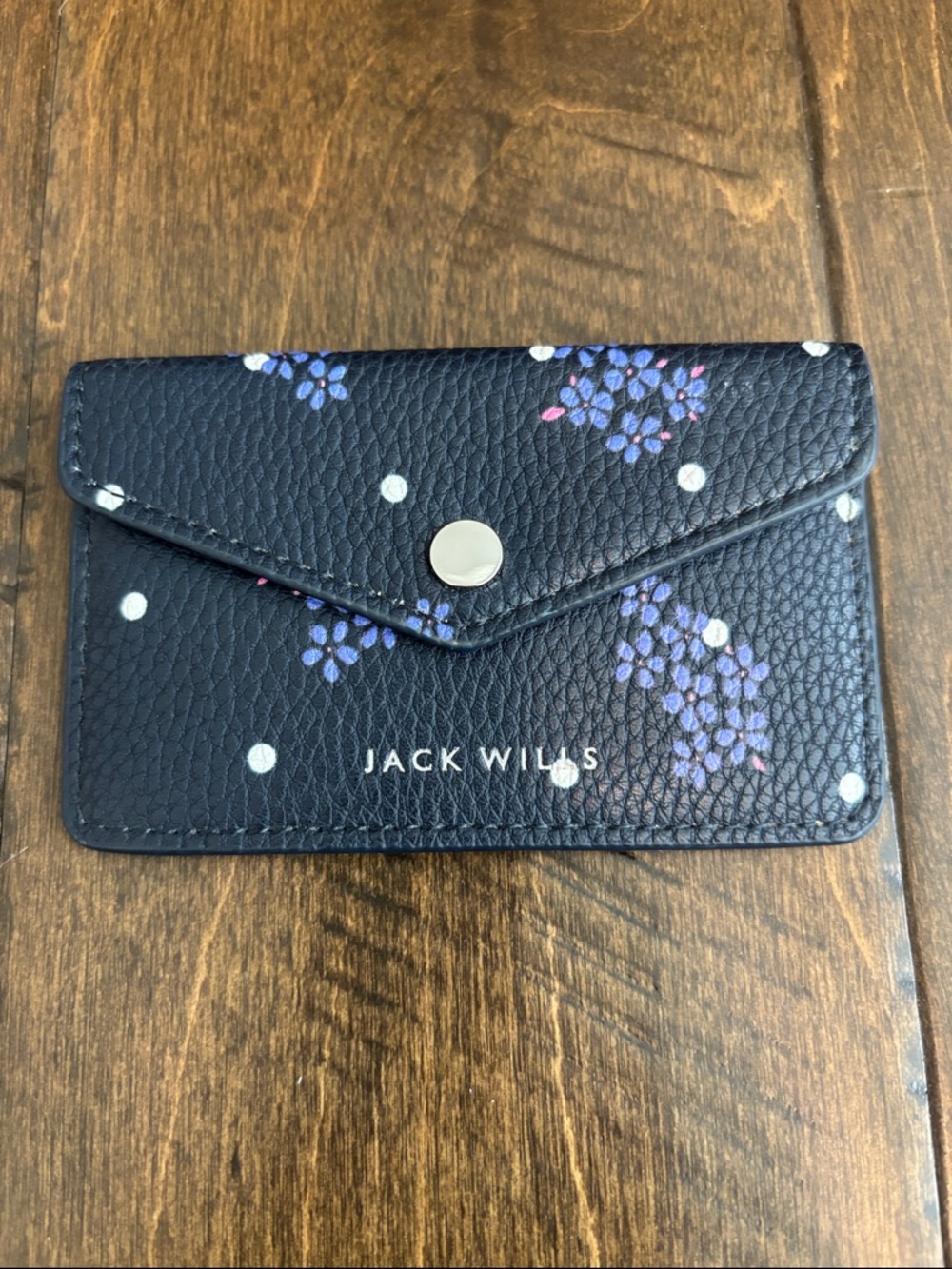 NWOT Jack Wills Navy Floral & Polka Dot Card Holder